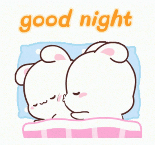 Cute Good Night Kawaii Bears Cuddling GIF