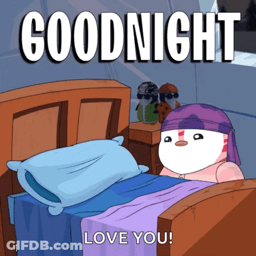 Cute Good Night Penguin Diving In Bed GIF