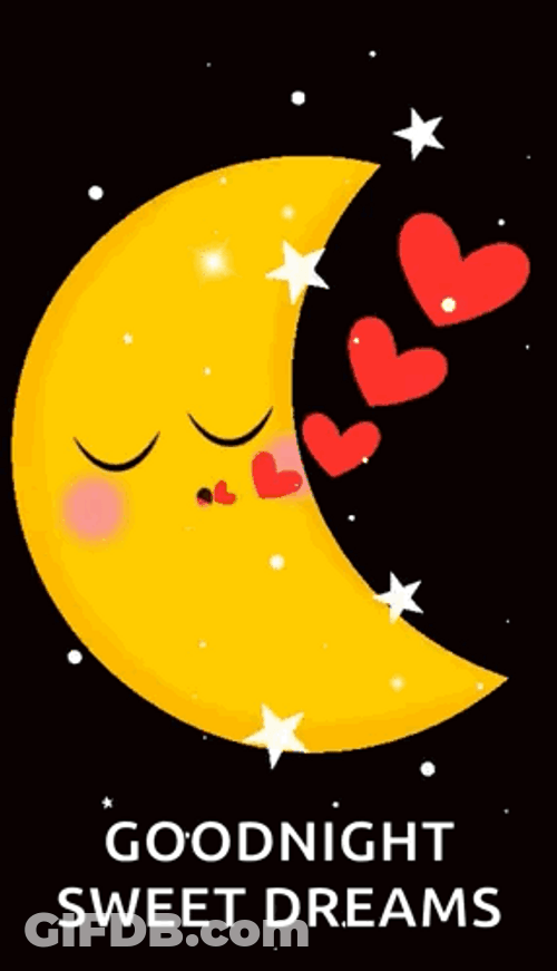 Cute Good Night Sleeping Moon GIF