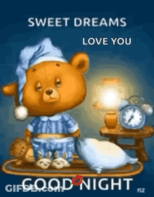 Cute Good Night Sleepy Brown Bear GIF