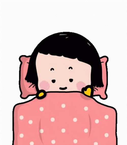 Cute Good Night Waving Girl Animation GIF