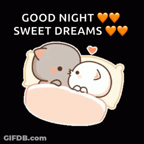 Cute Goodnight Peach Cat Kiss GIF