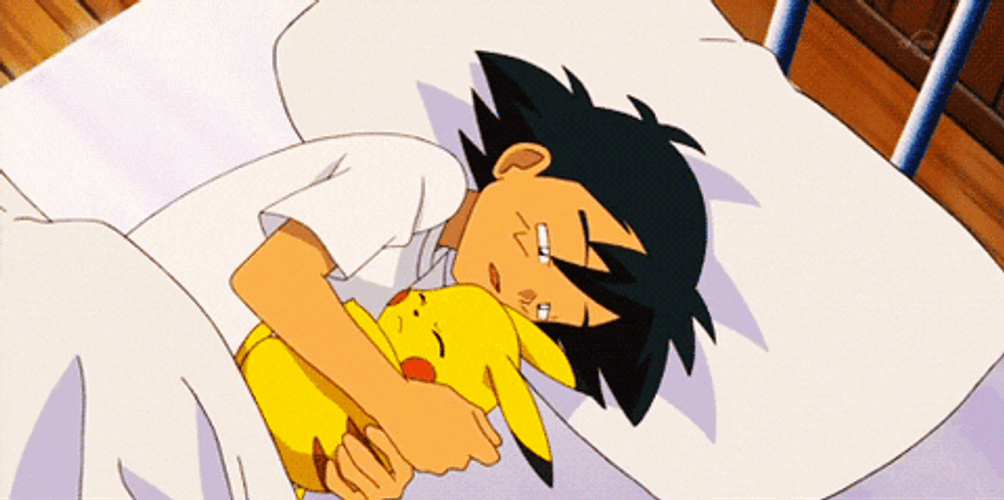 Cute Goodnight Pikachu Ash Hug GIF