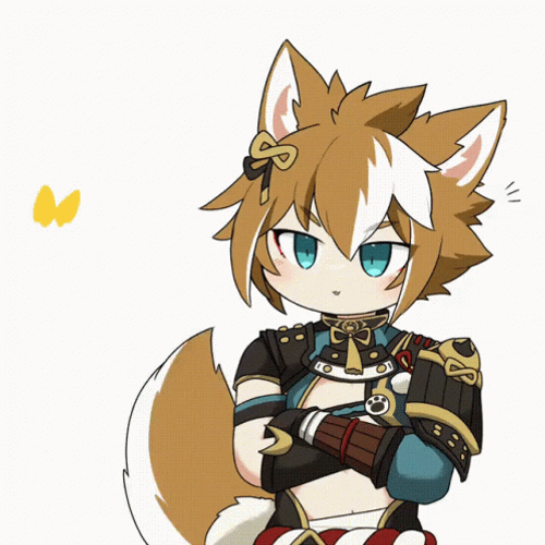 Cute Gorou With Yellow Butterfly GIF