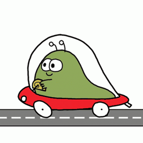 Cute Green Alien Car GIF