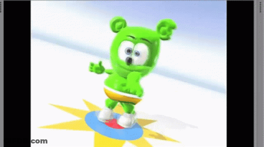 Cute Green Gummy Bear Playing GIF
