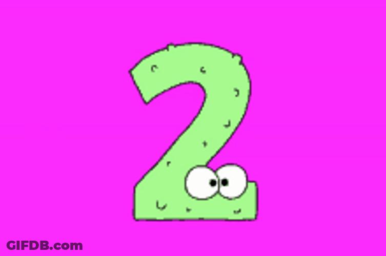 Cute Green Number 2 With Eyes Animation GIF
