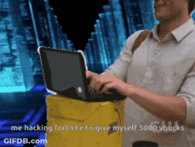 Cute Guy Smiling Hacking Fortnite GIF