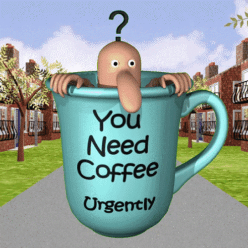 Cute Guy Traveler Needs Animated Coffee Urgently GIF
