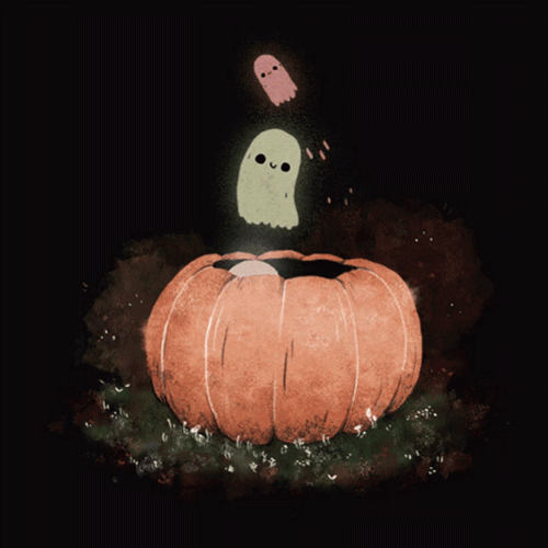 Cute Halloween Pumpkin Flying Ghost GIF
