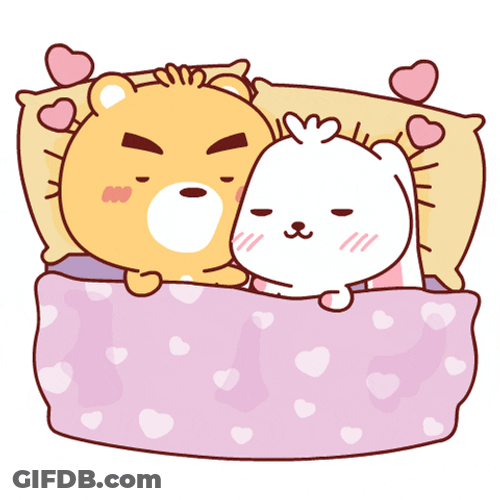 Cute Hamster And Bunny Cuddle In Bed GIF