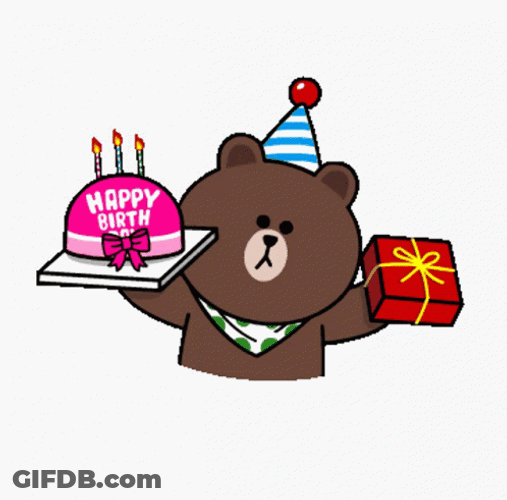 Cute Happy Birthday Cony Brown Sticker GIF