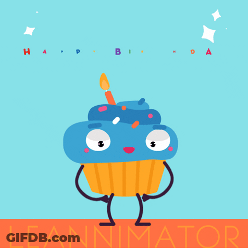 Cute Happy Birthday Cupcake Sticker GIF