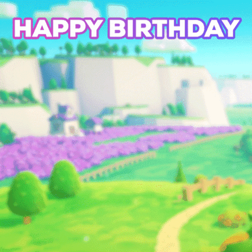 Cute Happy Birthday Fishing Animated Art Piece GIF