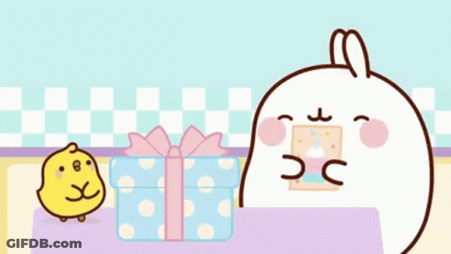 Cute Happy Birthday Molang And Piu-Piu Stickers GIF