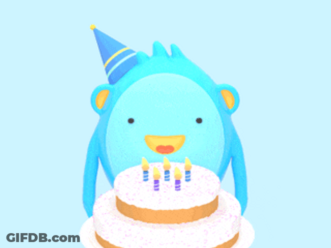 Cute Happy Birthday Monkey Sticker Blowing Candle GIF