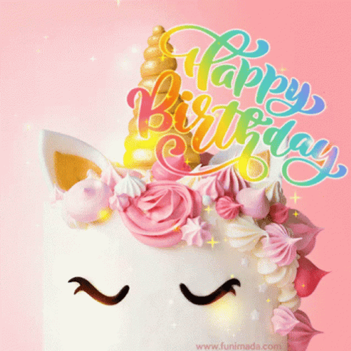 Cute Happy Birthday Unicorn Cake GIF