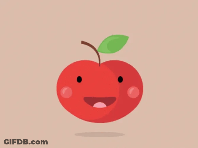 Cute Happy Cartoon Red Apple Bounce GIF