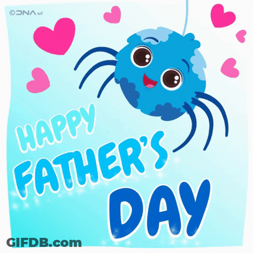 Cute Happy Fathers Day Blue Spider Cartoon GIF