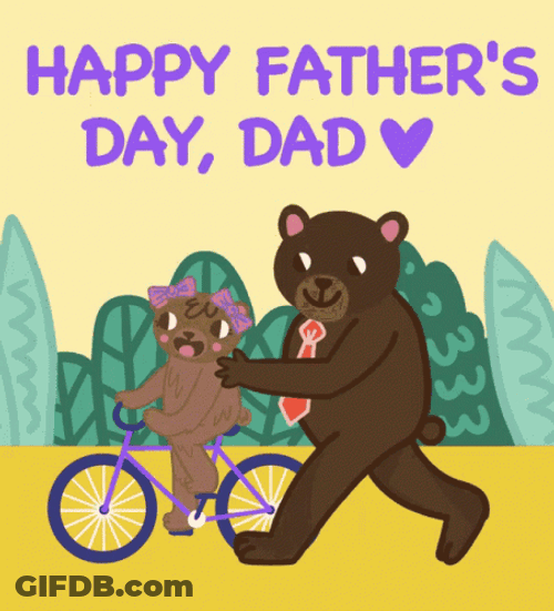 Cute Happy Fathers Day Cartoon Brown Bear GIF
