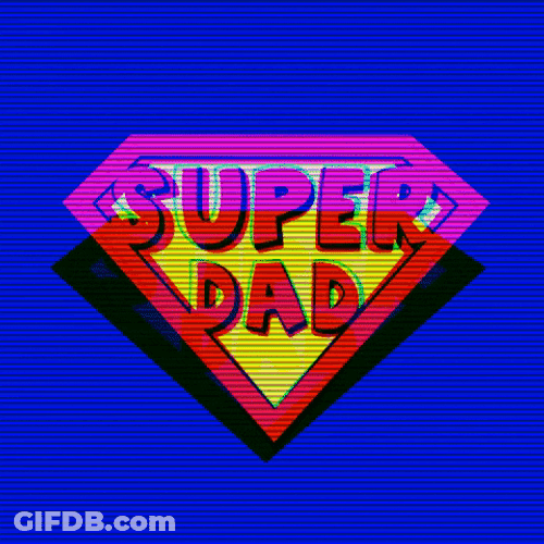 Cute Happy Fathers Day Super Dad Vector Art GIF