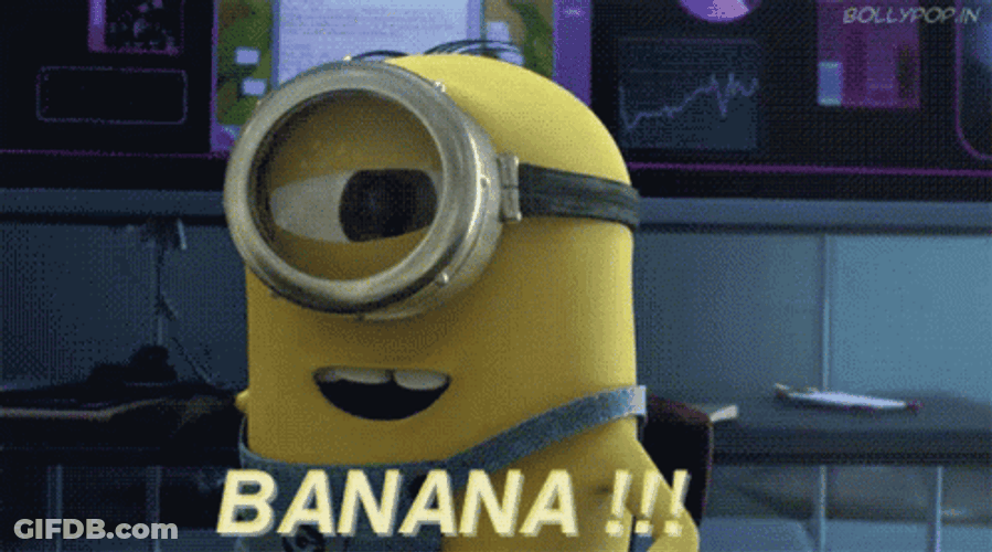 Cute Happy Minions Carl Singing Banana GIF