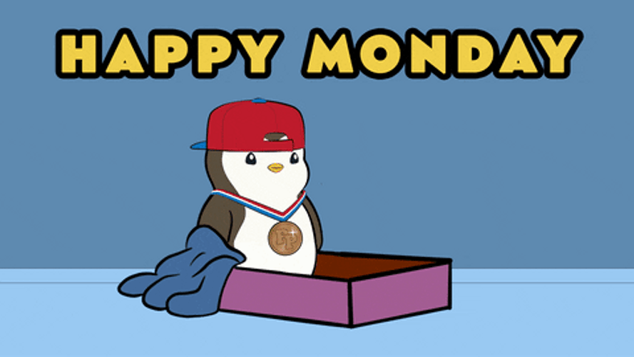 Cute Happy Monday Pudgy Penguin Passing Out GIF