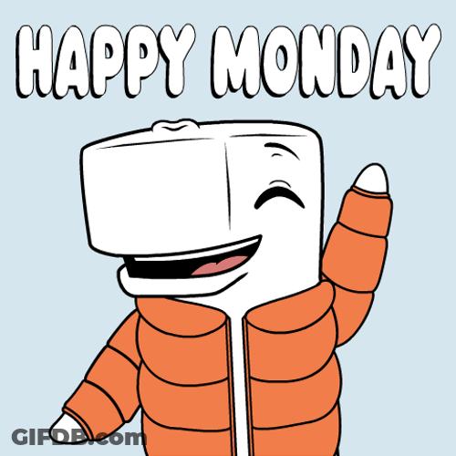 Cute Happy Monday Whale Cartoon Waving GIF
