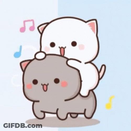 Cute Happy Peach & Goma Playing GIF