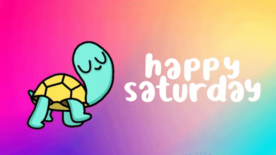 Cute Happy Saturday Animated Turtle Walking GIF