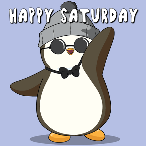 Cute Happy Saturday Pudgy Penguin Waving GIF