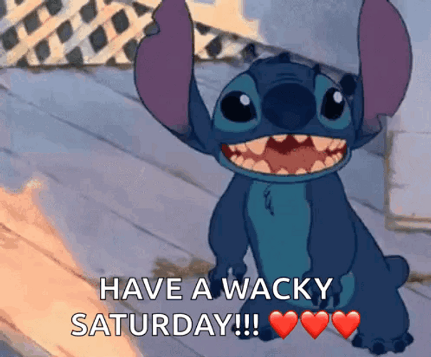 Cute Happy Saturday Stitch Standing On His Head GIF