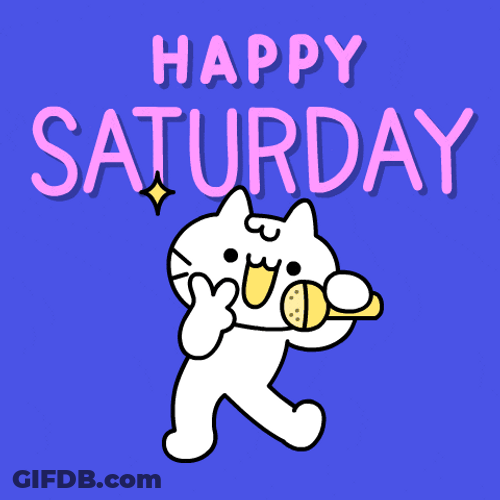 Cute Happy Saturday White Cat With Microphone GIF