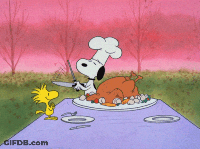 Cute Happy Thanksgiving Snoopy Cooking GIF