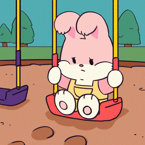 Cute Happy Tuesday Sad Pink Bunny Swing GIF