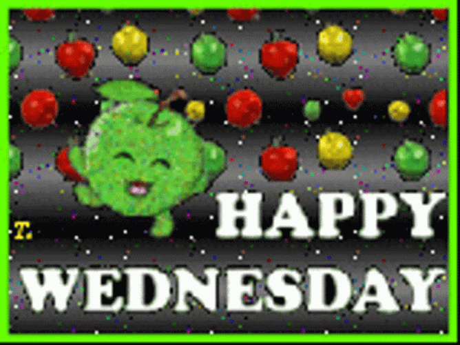 Cute Happy Wednesday Green Apple Meme GIF