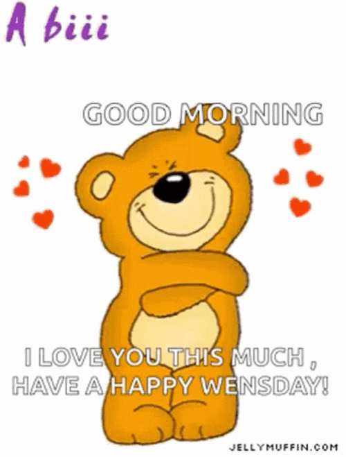 Cute Happy Wednesday Hug Bear GIF