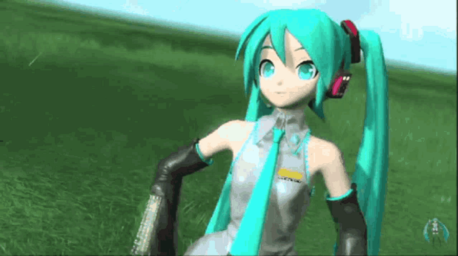 Cute Hatsune Miku Holding Bat GIF