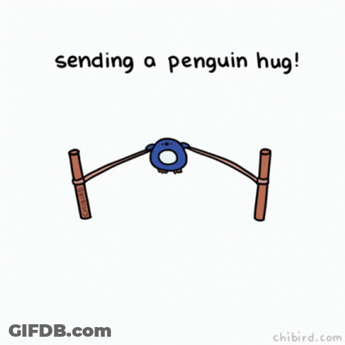 Cute Hug Sending Penguin Hug Slingshot GIF