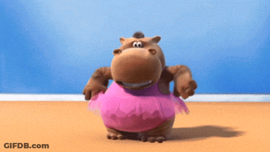 Cute Hungry Hippo Dancing Ballet GIF