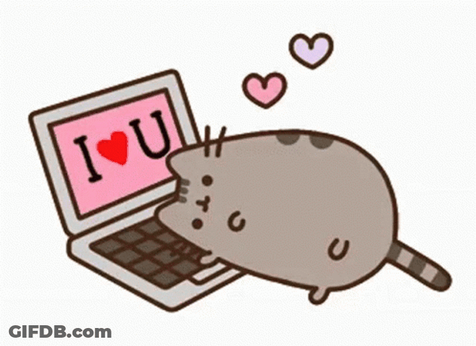 Cute I Love You Cat On Laptop GIF