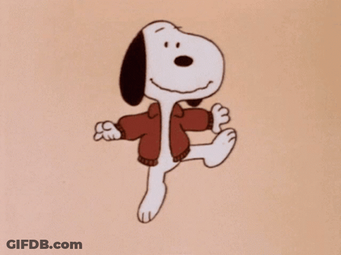 Cute Jumping Snoopy Happy Dance GIF