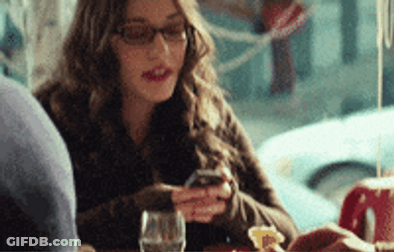 Cute Kat Dennings Texting Checking Phone GIF