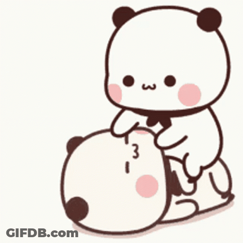 Cute Kawaii Cartoon Characters Kissing Cheeks GIF