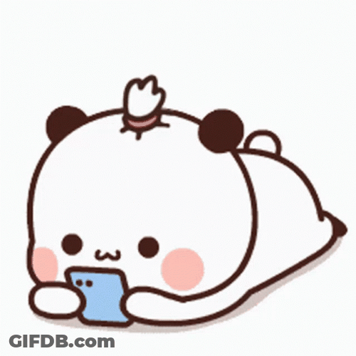 Cute Kawaii Cartoon Panda Playing On Phone GIF