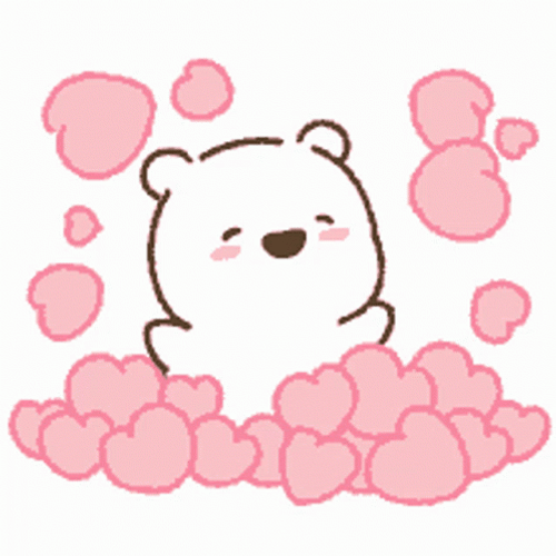 Cute Kawaii Cartoon With Heart Confetti GIF