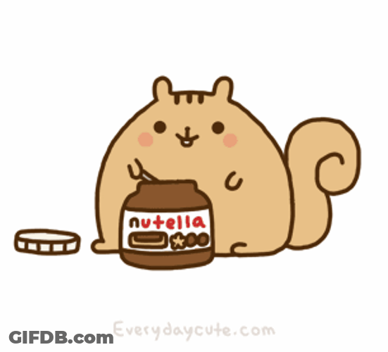 Cute Kawaii Cat Eating Nutella GIF