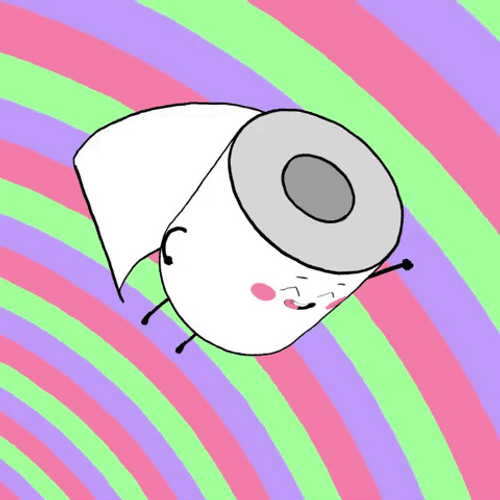 Cute Kawaii Toilet Paper Roll Flying GIF