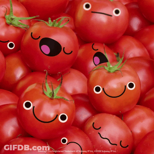 Cute Kawaii Tomatoes With Animated Face GIF