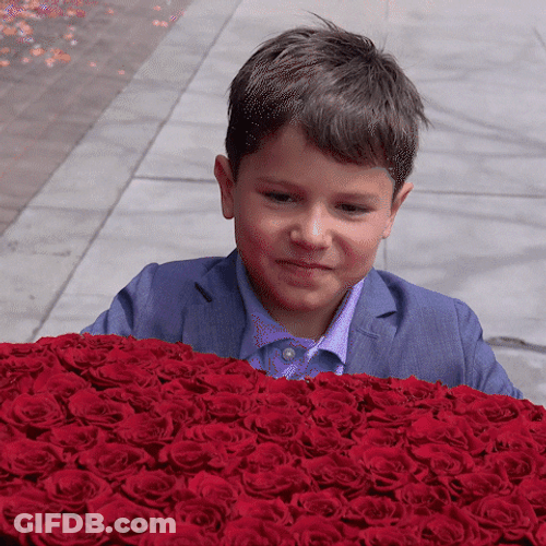 Cute Kid Heart Rose Bouquet GIF